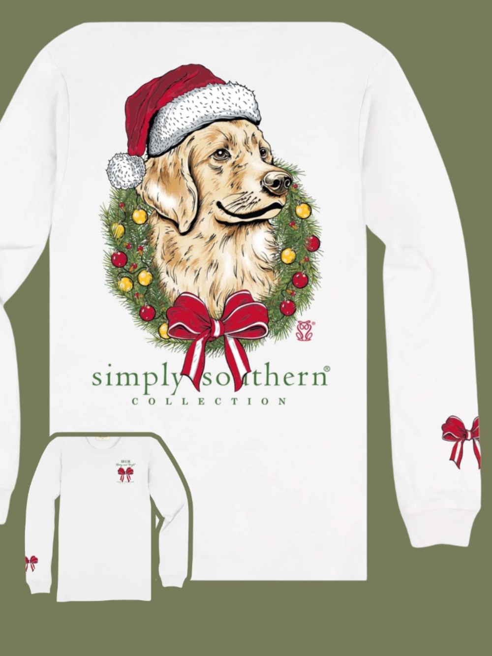 Simply Southern Ladies Merry Dog Graphic White T-shirt LS-MERRYDOG-WHITE